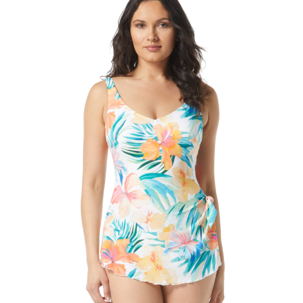 Roxanne Hibiscus V-Neck Sarong E97410